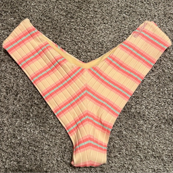 NWT Billabong Plaid cheeky high line Bikini Bottom Pink and Yellow - Picture 1 of 5